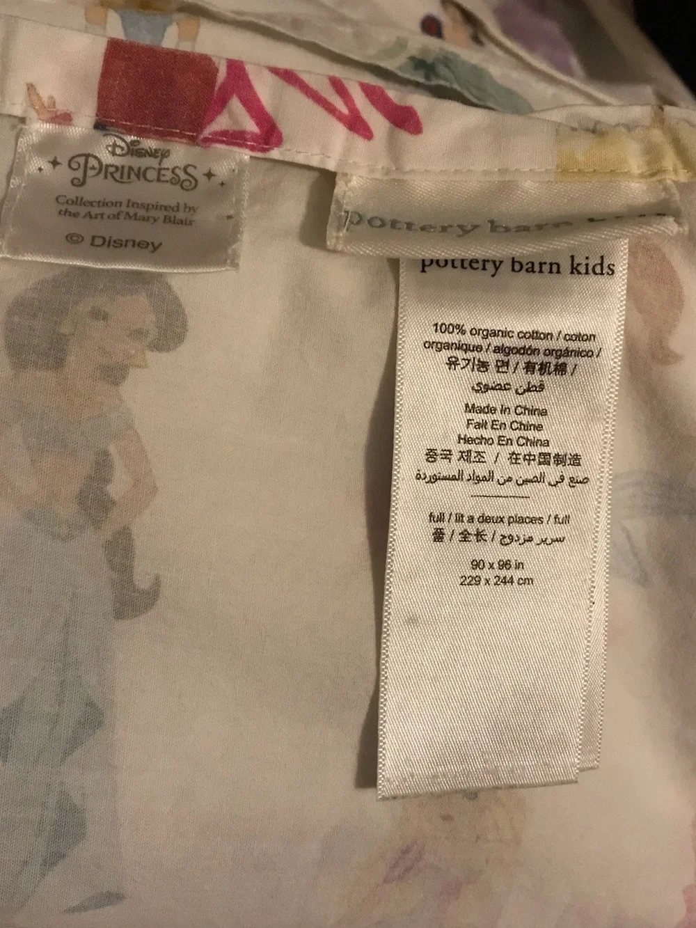 Pottery Barn Kids Disney Princess Sheet Set & 2 Pillowcases Organic Size Full